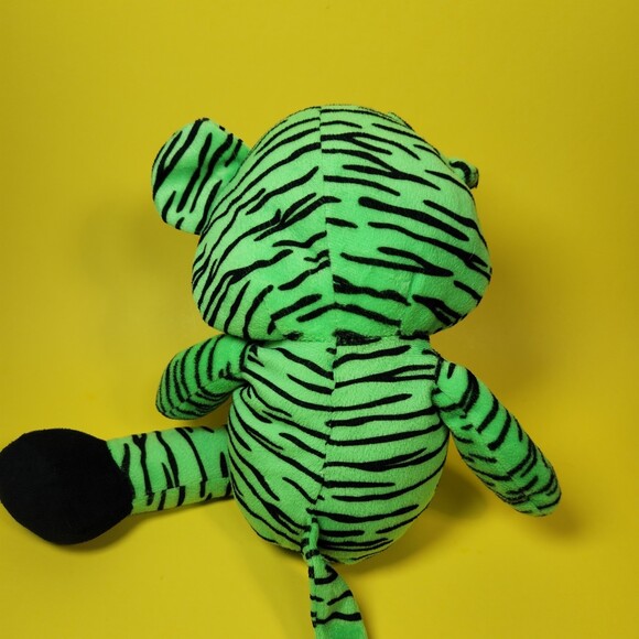 Kellytoy Bear Plush Smiling Toy  Stuffed Animal Green Black Tiger Stripe - Picture 3 of 8